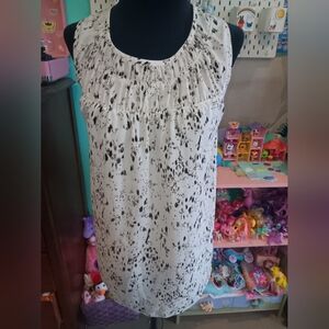 Simply Vera Vera Wang White Sleeveless Speckle Print Blouse